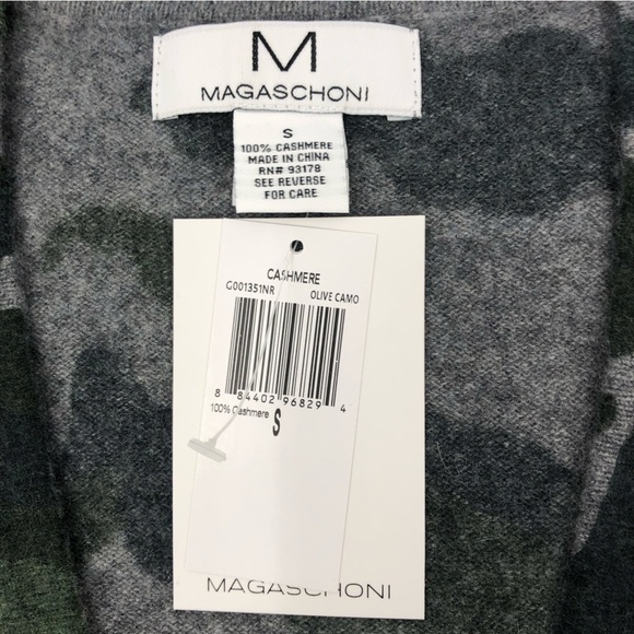 NEW Magaschoni Open Front Cashmere Cardigan Sweater Olive & Gray Camo Size Small - Picture 5 of 7